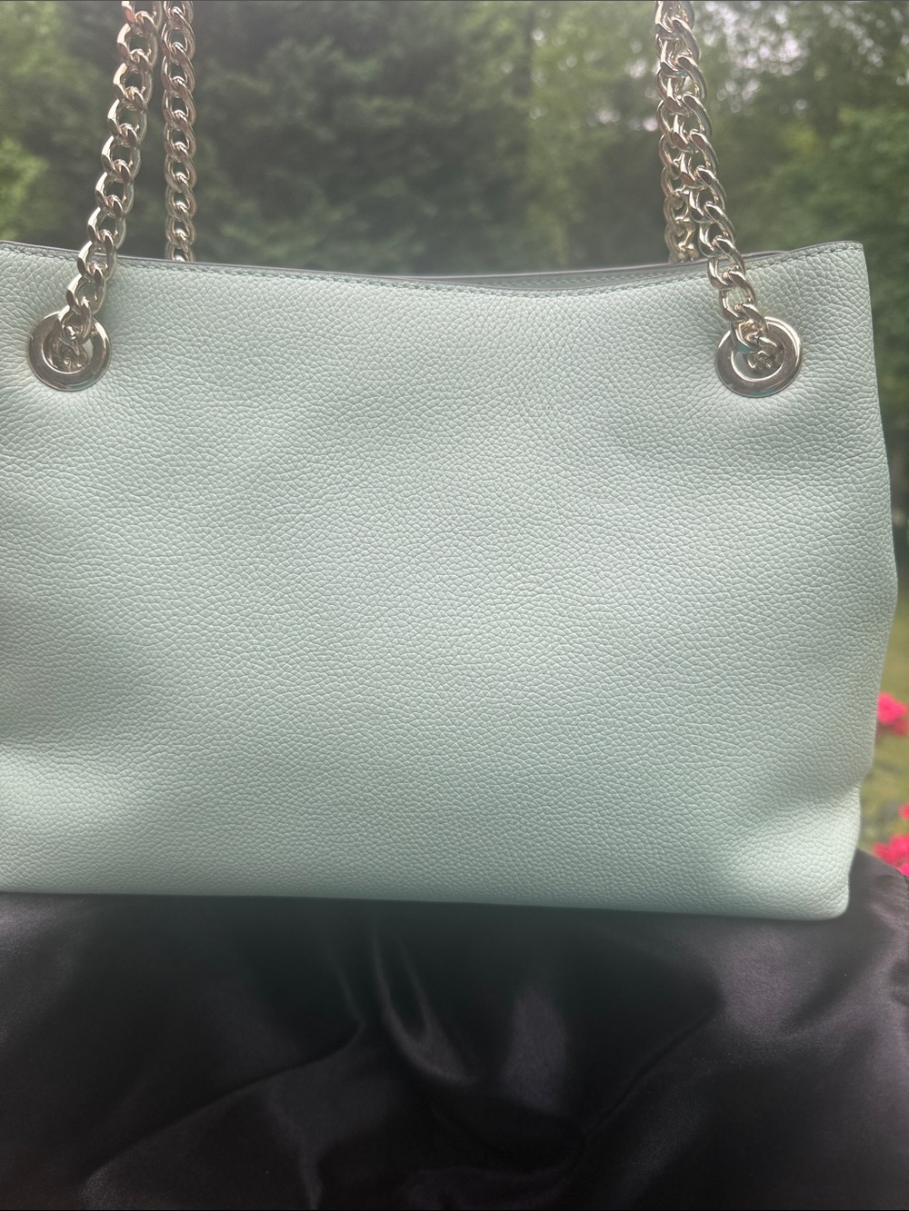 Kate Spade New York Mint Green Leather Shoulder Bag with Chain Straps - Picture 3 of 10
